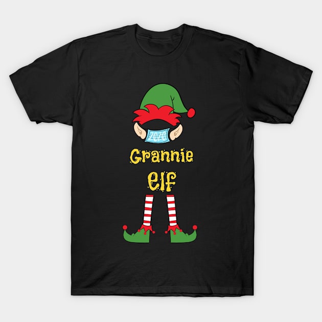 2020 Masked Christmas Elf Family Group Matching Shirts -  Grannie T-Shirt by Funkrafstik